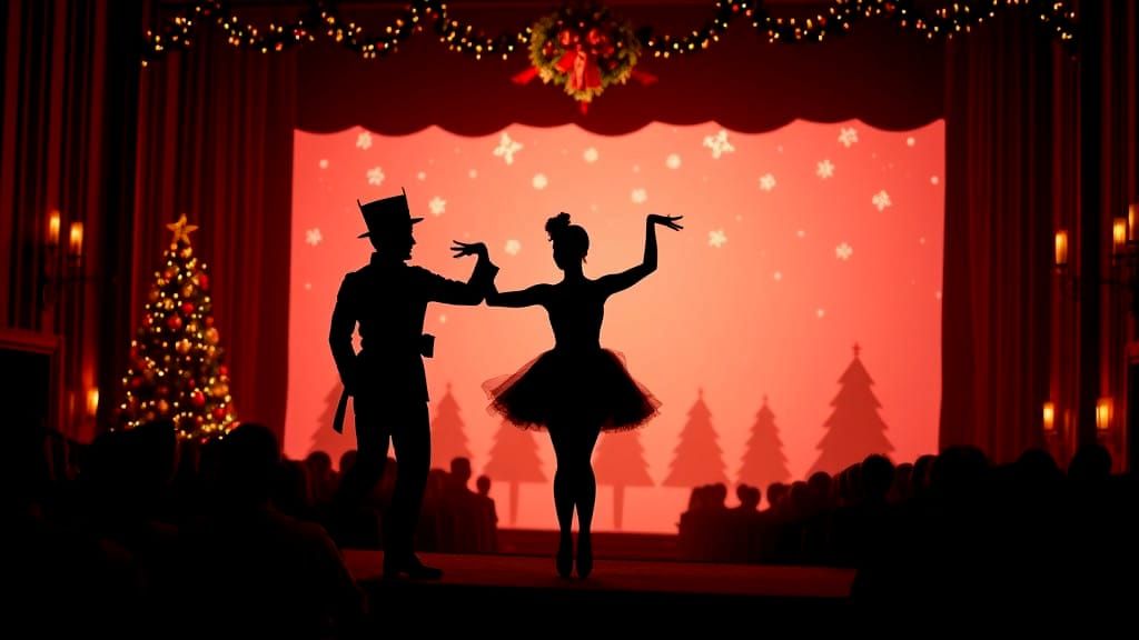 Christmas Silhouette Ballet Scene in Photorealistic Style
