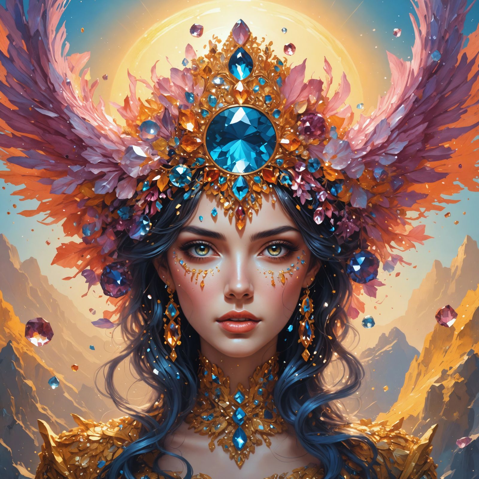 Crystallized Figure in Split-Complementary Colors