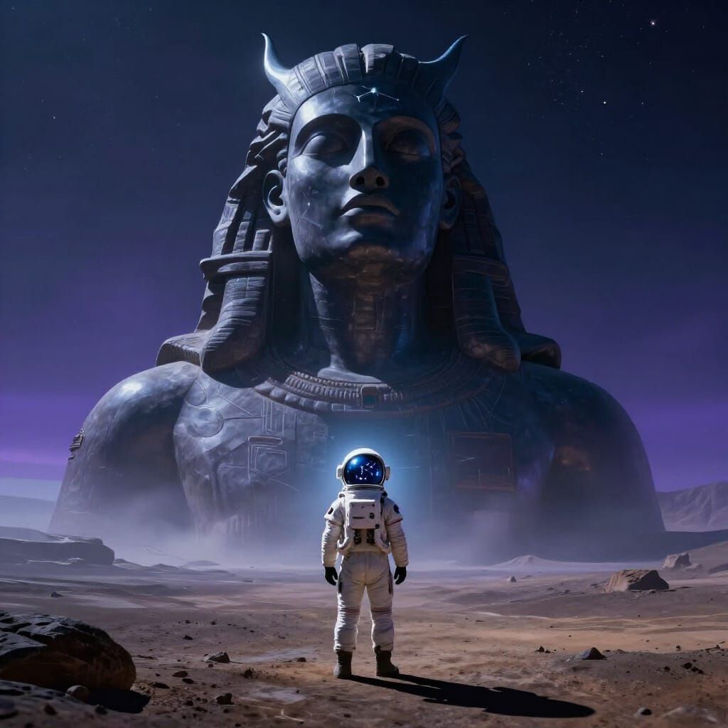 Astronaut Discovers Colossal Obsidian Deity Statue on Alien ...