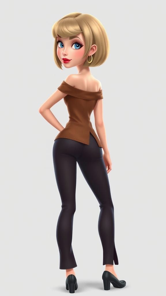 3D Cartoon Pop Star with Slit, Disney-Pixar Style