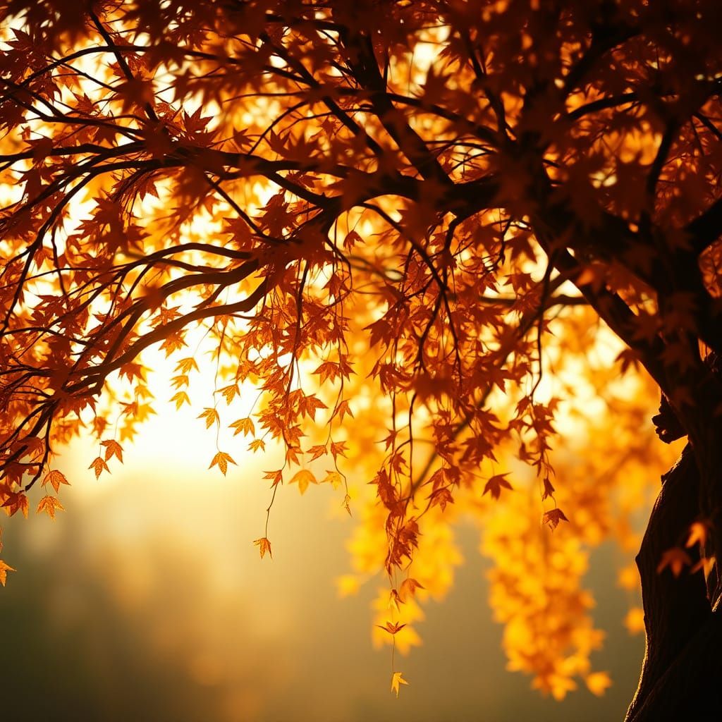 Origami Tree with Delicate Paper Fall Leaves
