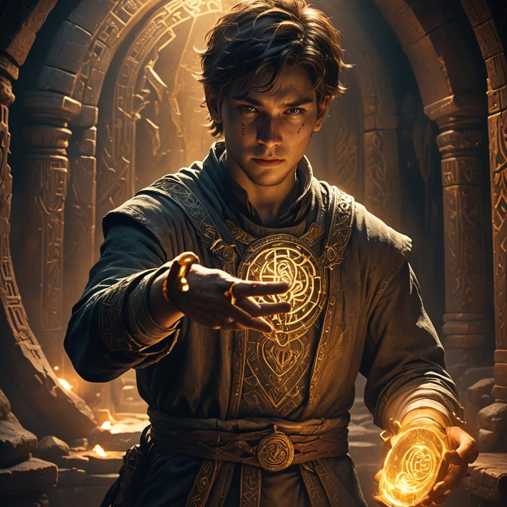 Mystical Artifact Held by Scarred Man: Concept Art