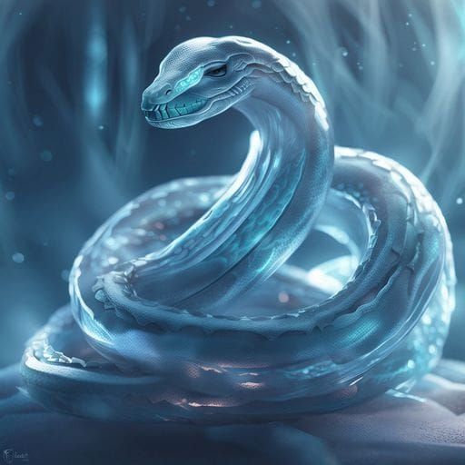 Coiled Snake in Ice Sculpture: Octane Render