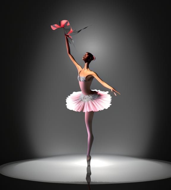 Ethereal Ballerina in Spotlight: 3D Render Illustration