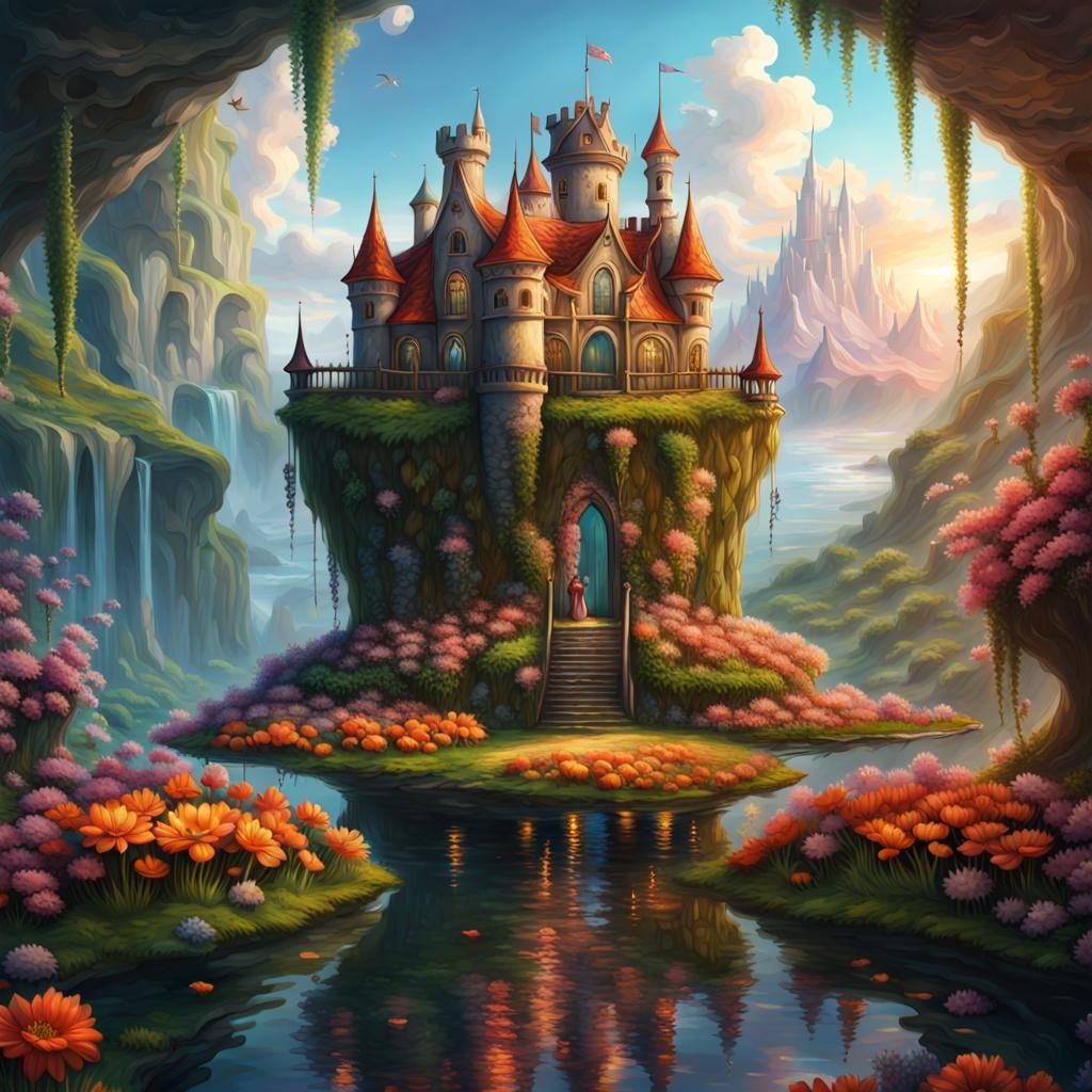 Floating Island Castle with Lava Moat