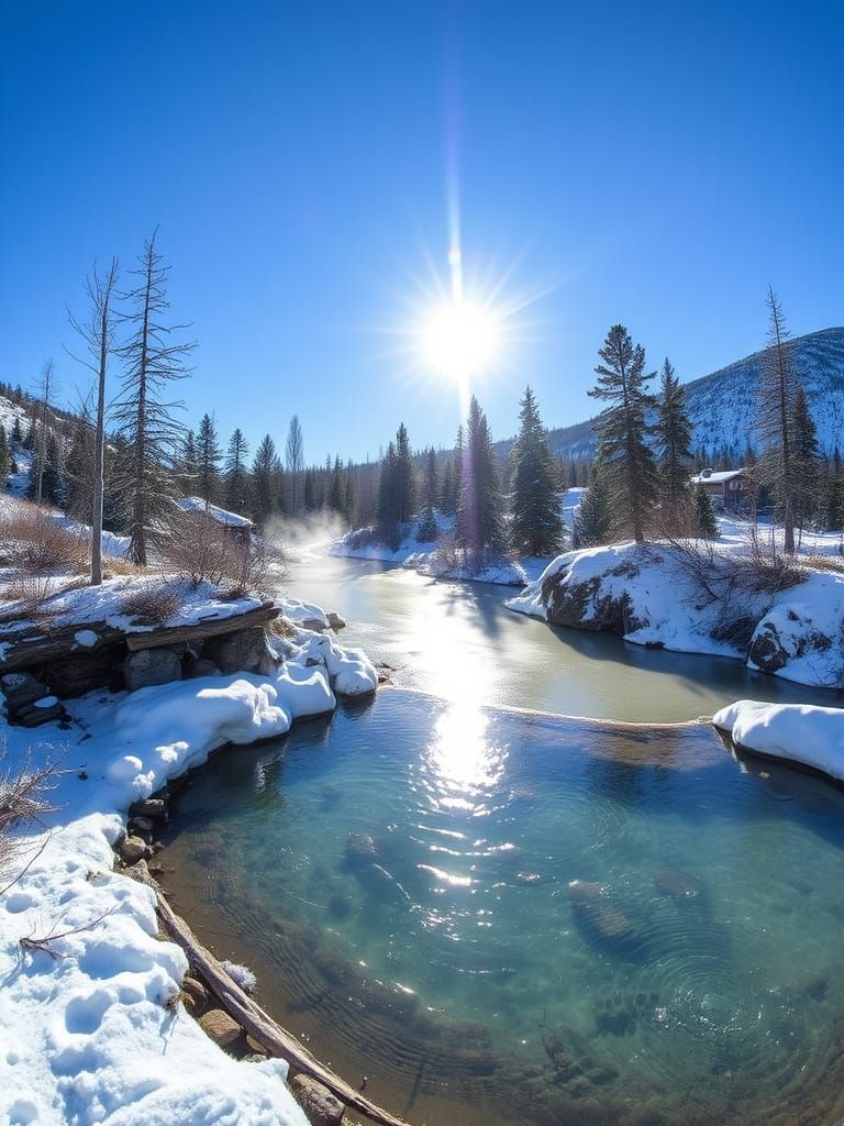 Liard River Hot Springs in Winter Sunshine