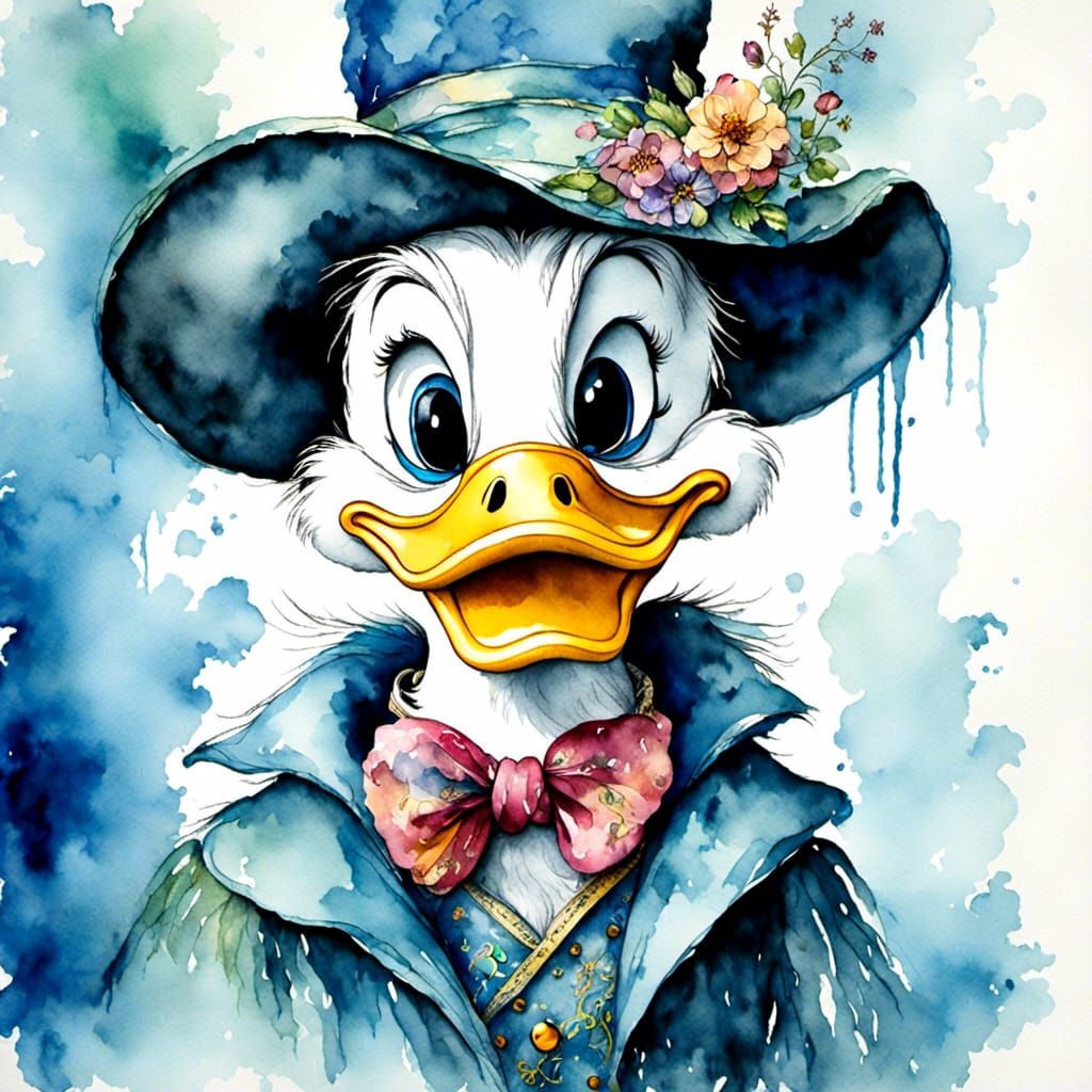 Watercolor Portrait of Disney's Donald Duck