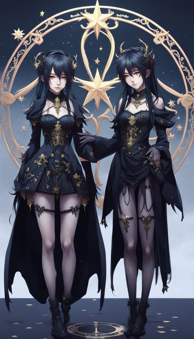 Gothic Gemini in Anime Style 3D Art
