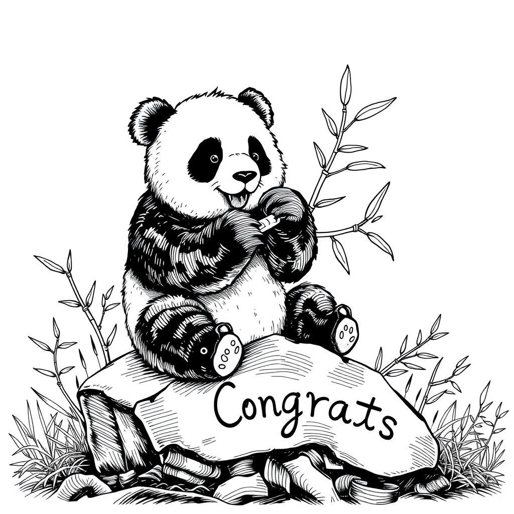 Congrats Line Art Panda