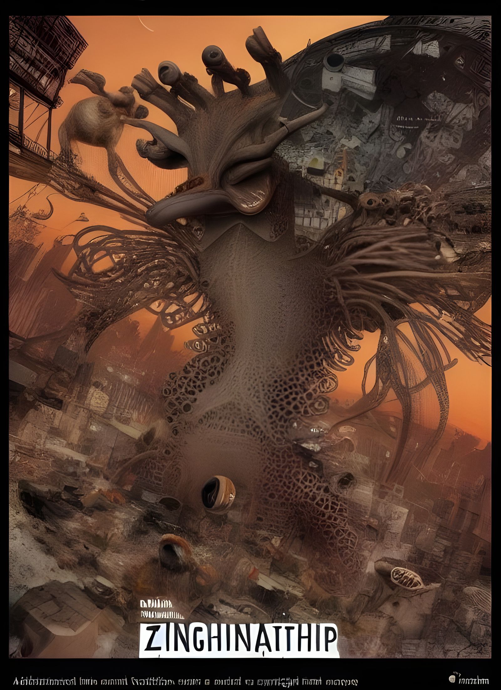 Futuristic Cityscape with Bizarre Creatures