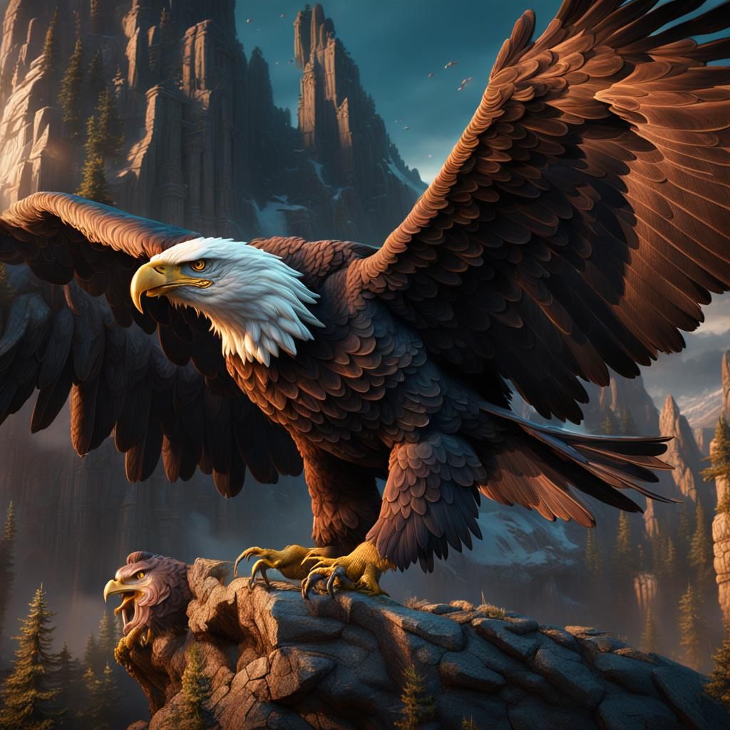 Eagles in Flight: Detailed Matte Painting