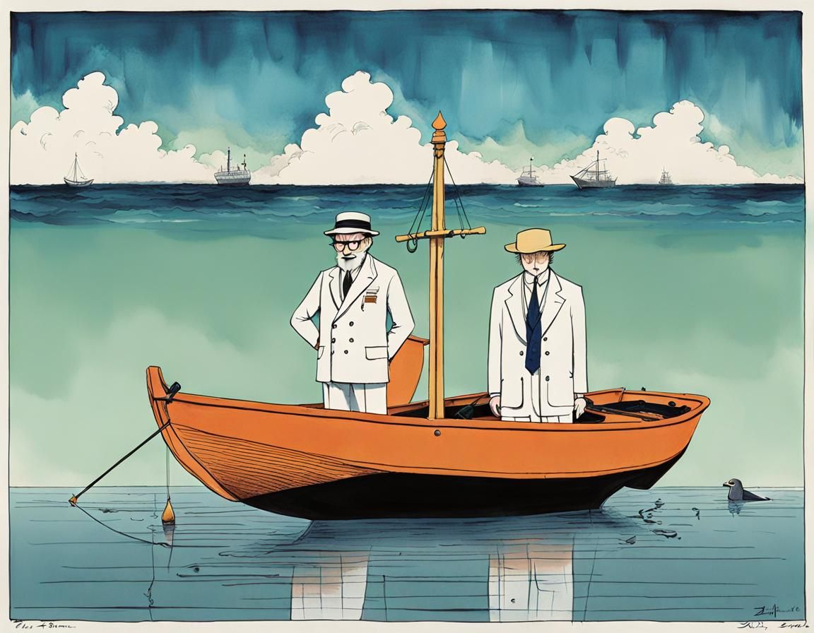 Cartoon Boat Trip in Anime Style