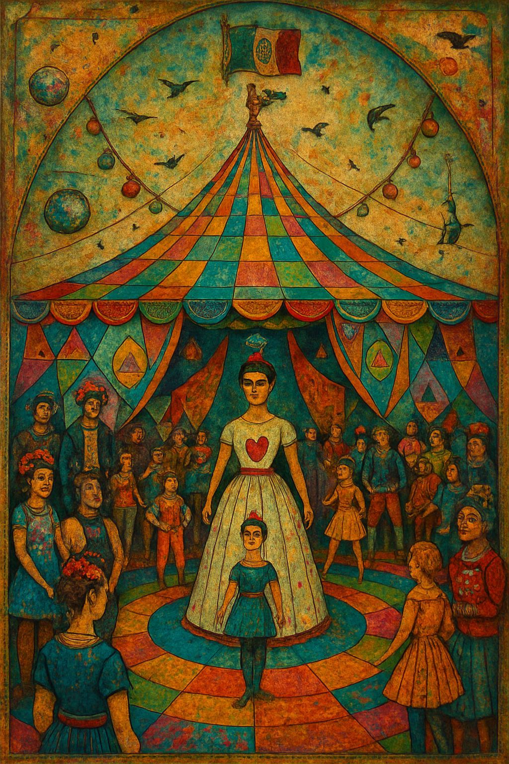 Surreal Circus Scene in a Minimalist Aesthetic with Painterl...