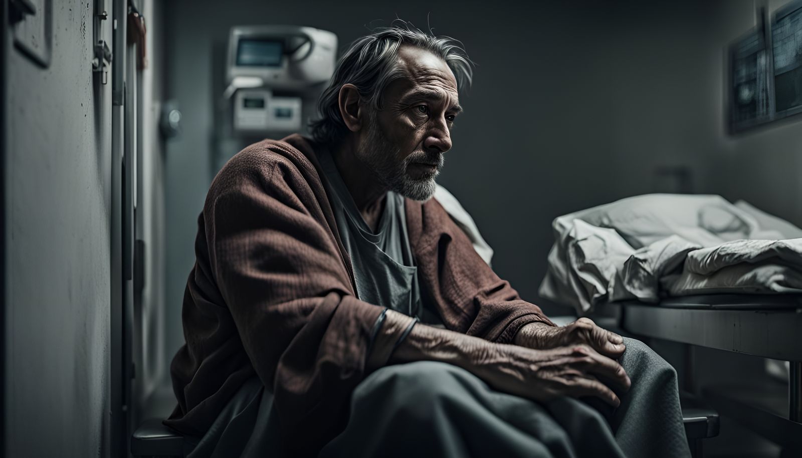 Father's Anxious Wait: 3D Rendered Maternity Portrait