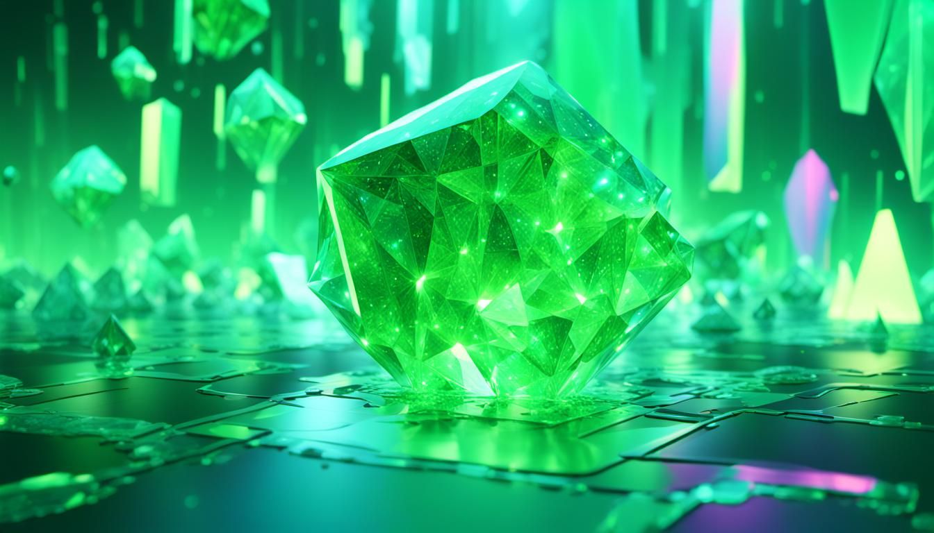 Green Peridot Micro Universe in Low-Poly Simulation Art