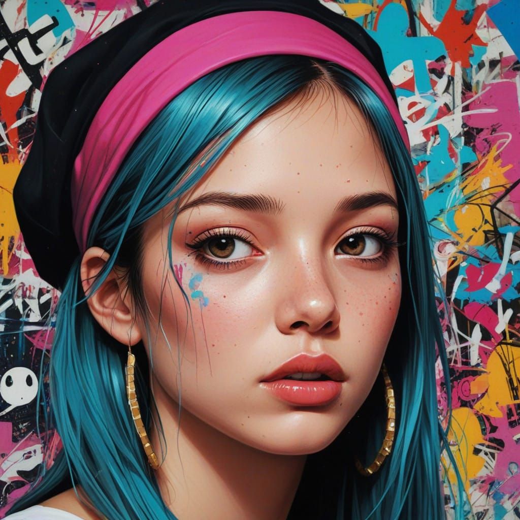 Desperate Longing in a Vibrant Splash Art Portrait