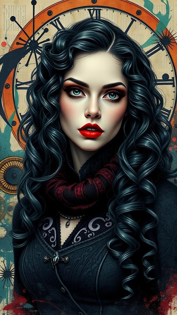 Most beautiful attractive Gothic woman, breathtaking, perfec...