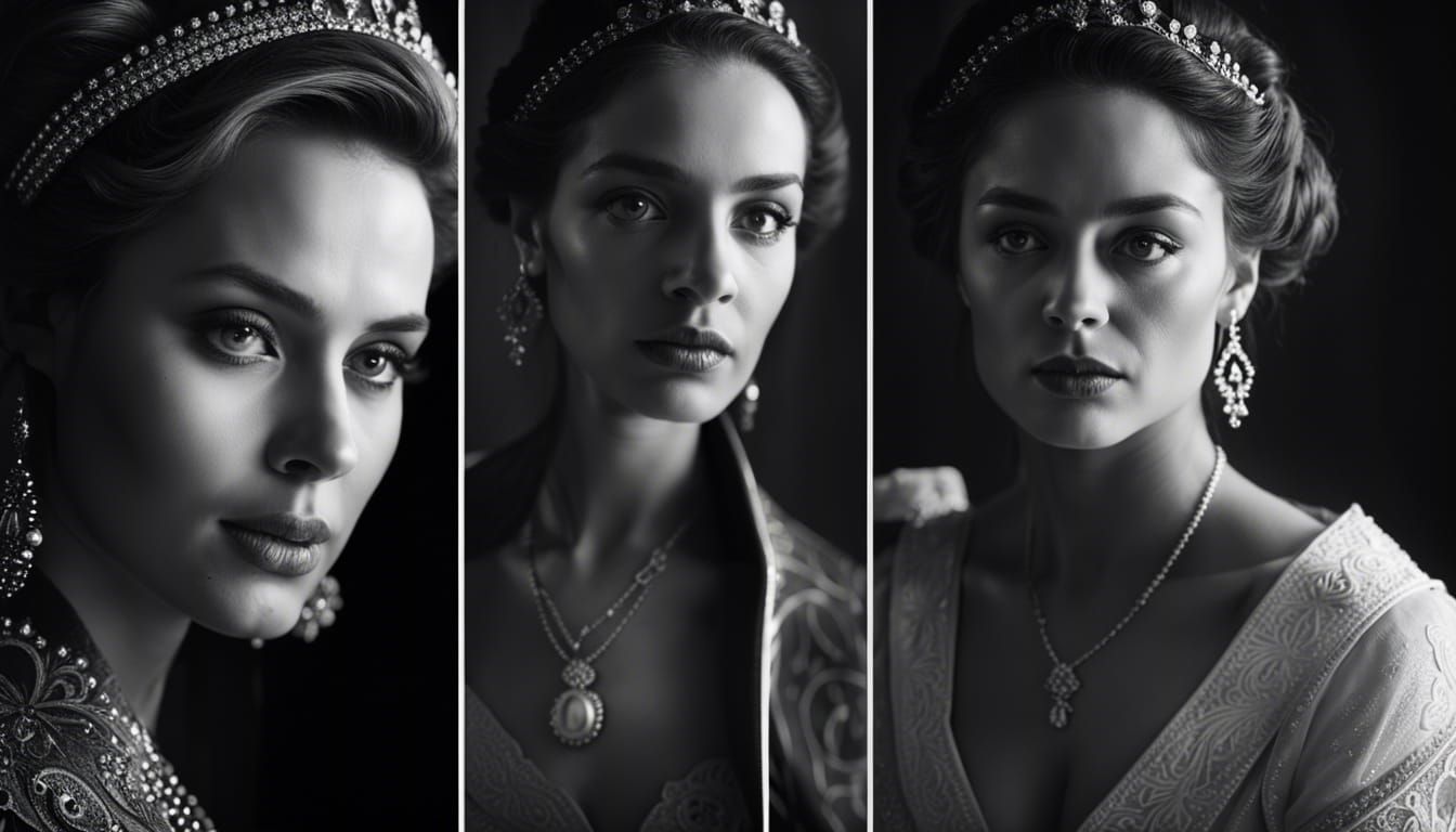 Royal Beauty in Black and White Portrait