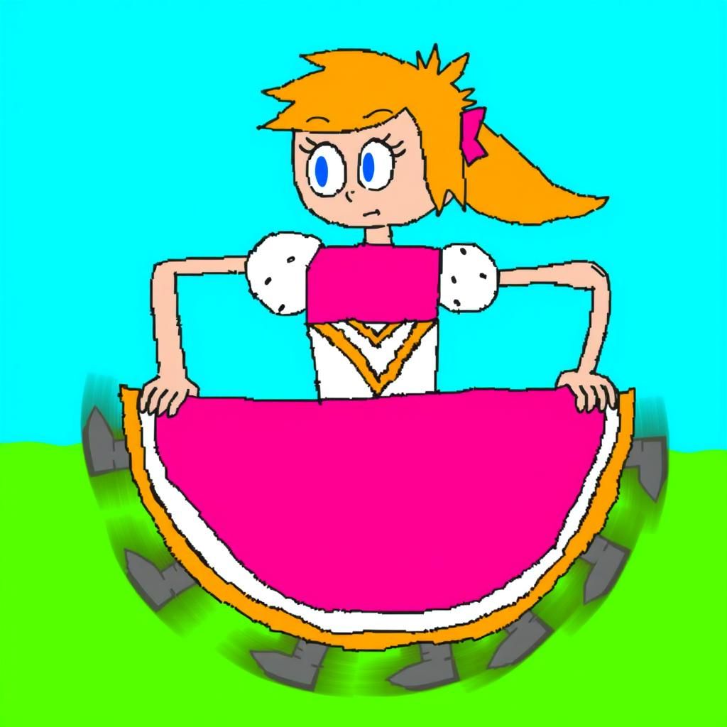 Cartoon Woman in Pink Dress Runs at Superhuman Speed