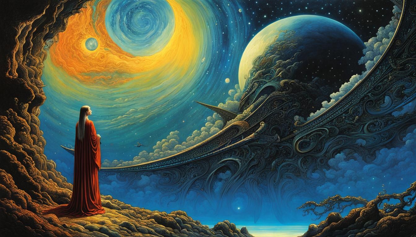 Sci-Fi Lady with Starry Sea Necklace