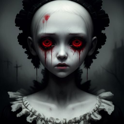 Horror Doll Portrait in Dark Fantasy Style