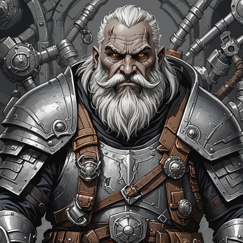 Duergar Engineer Saboteur in Gothic DnD Illustration