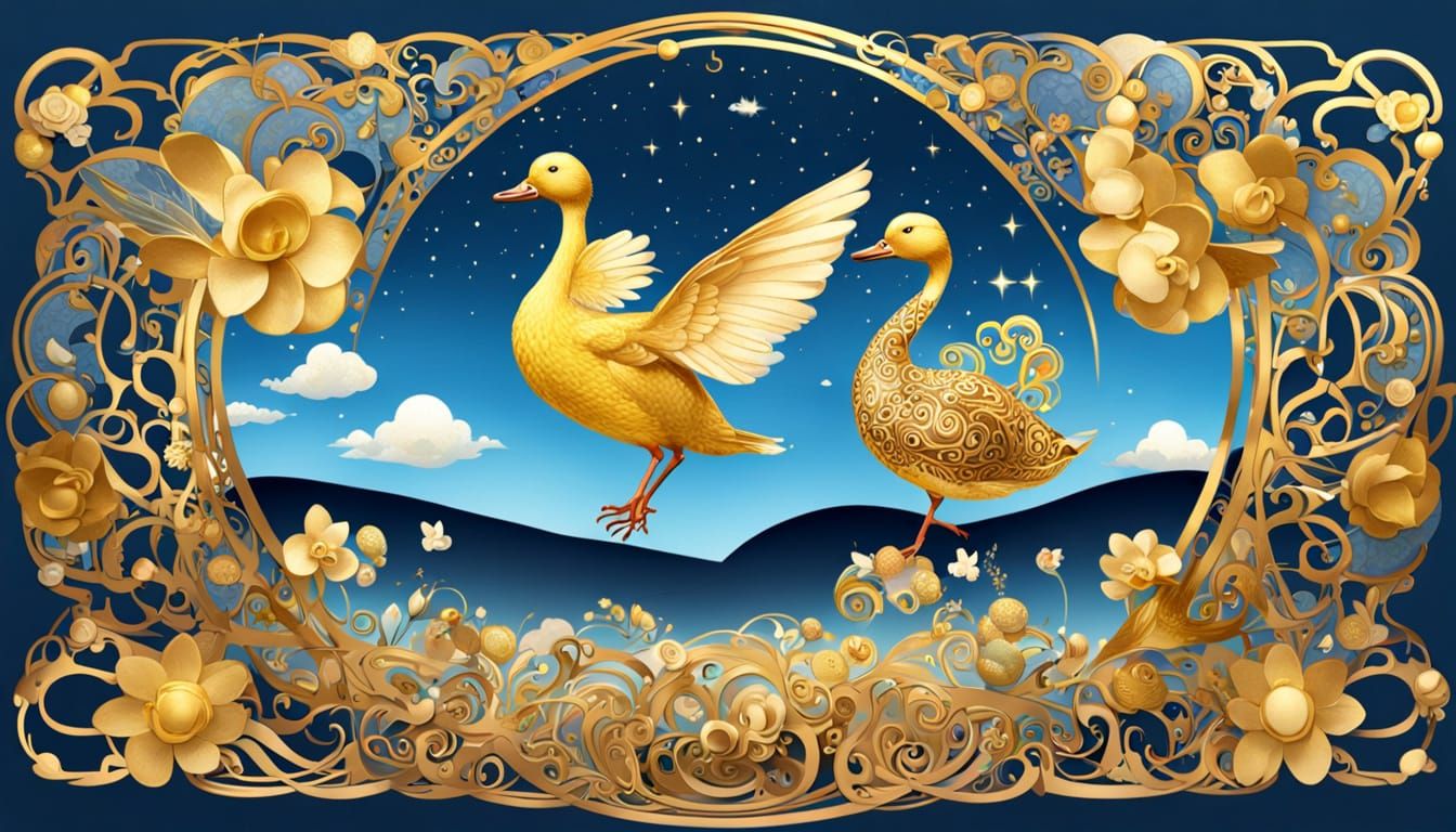 Luxurious Easter Fairy in Art Nouveau Style with Golden Meta...