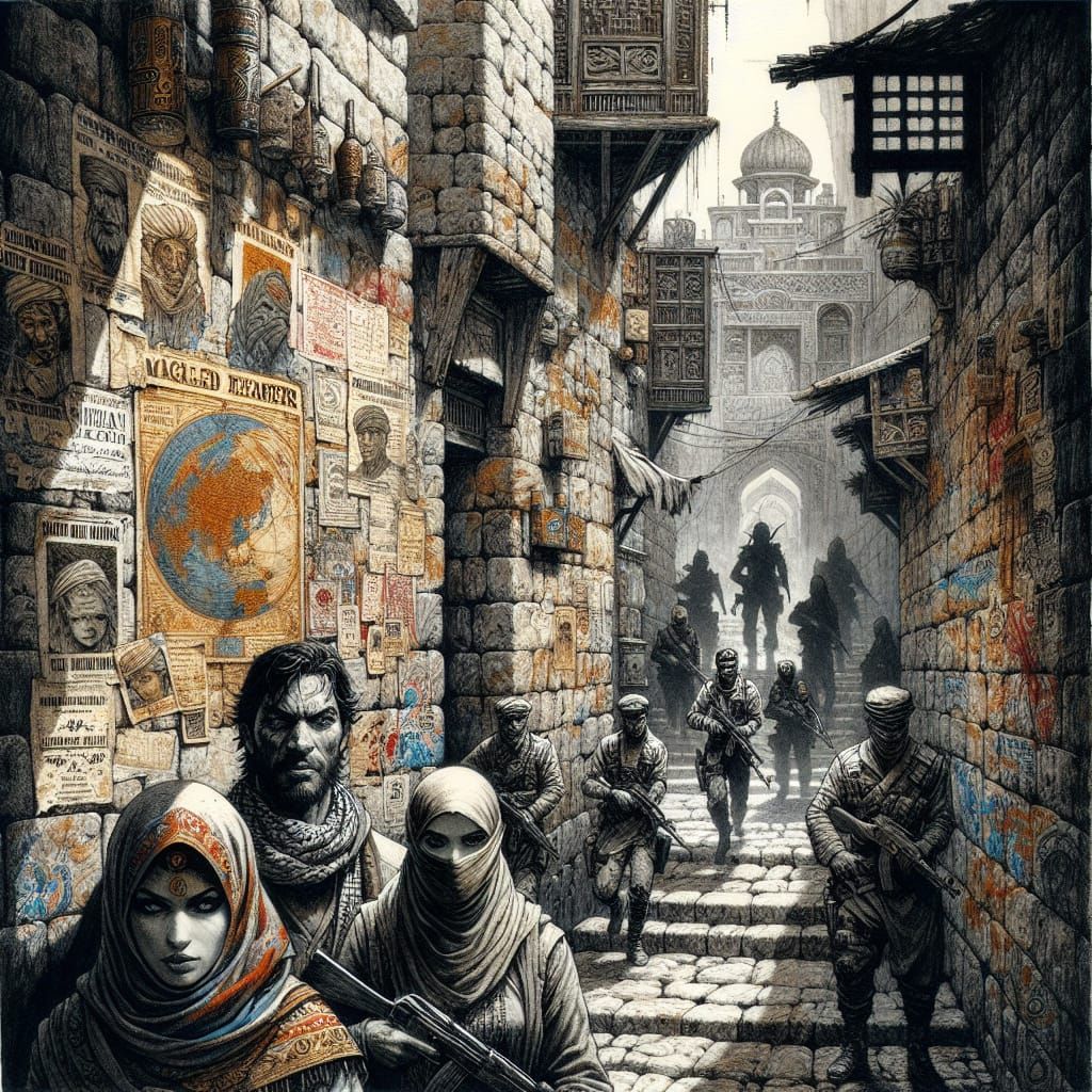 Resistance Fighters in Hidden Alleyway Scene