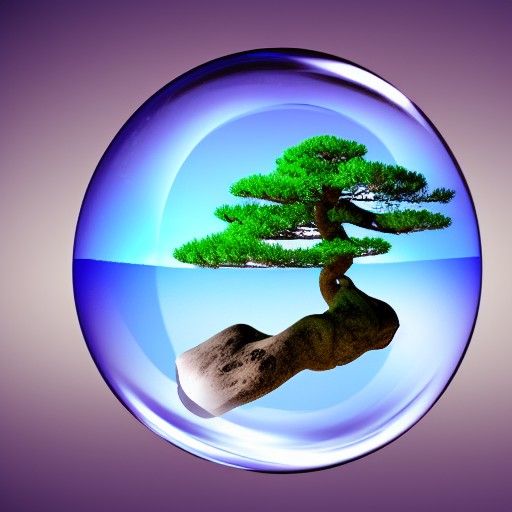 Bonsai Tree in Bubble: Detailed Matte Painting