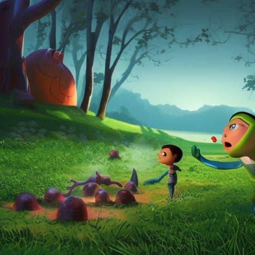 Surreal Ohio Scene in Pixar-style 3D Art