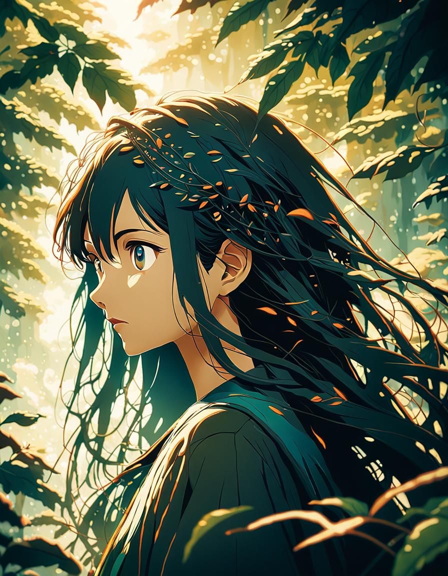 Anime Girl Portrait in Ghibli Style Digital Art