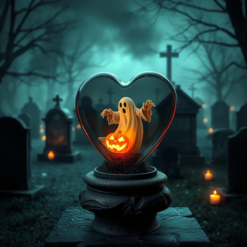 Heart of All Hallows' Eve in a Hyperrealistic Fantasy Settin...