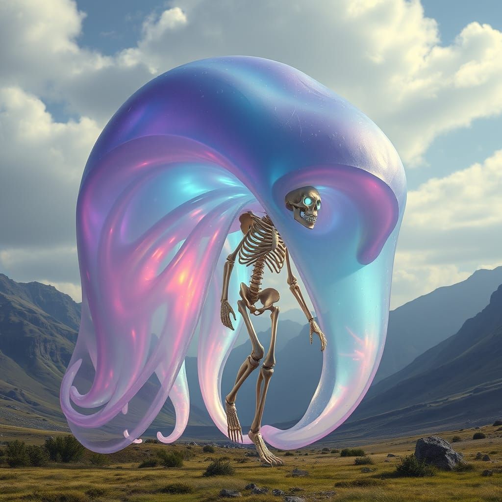 Iridescent Slime Giant in Surreal Valley