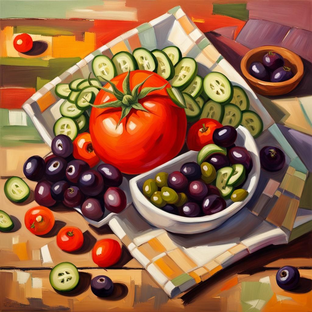 Tomato in Salad Bowl: An Impressionist Still Life