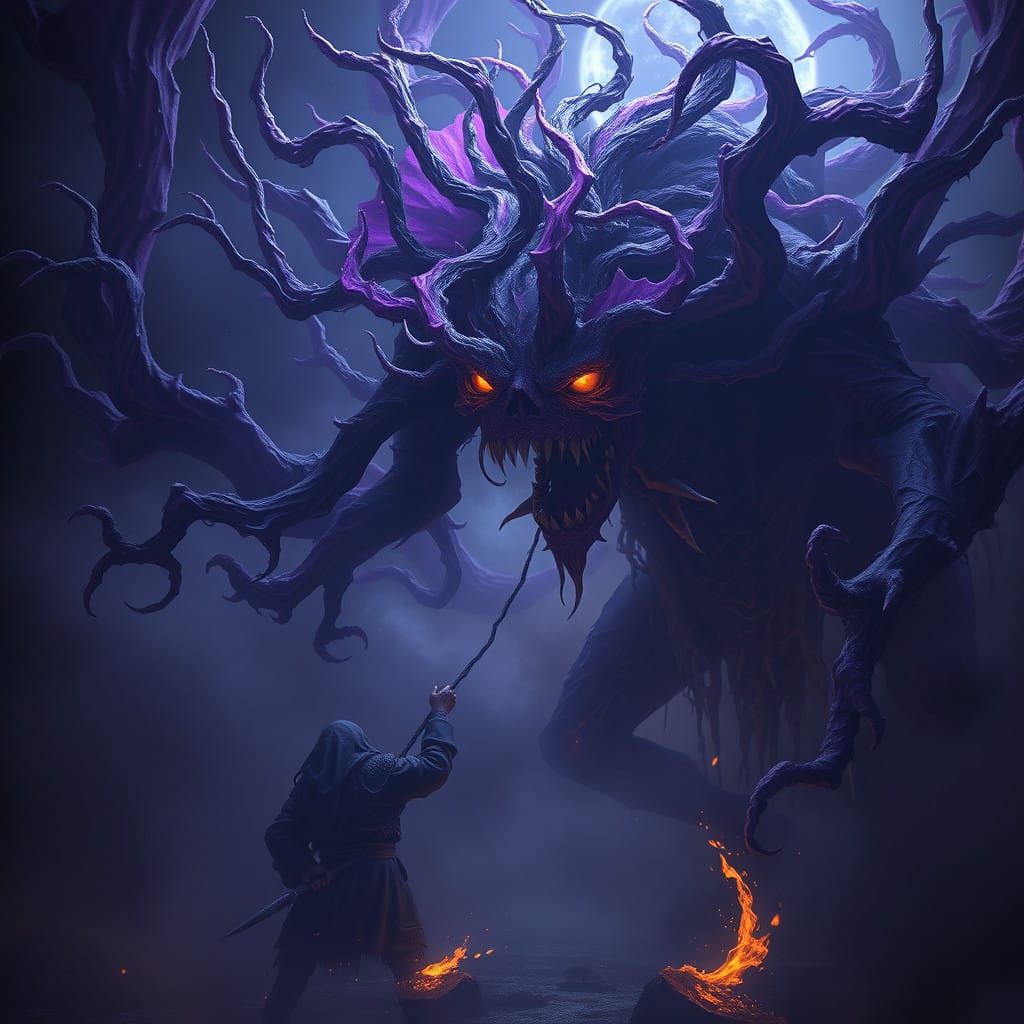 Mesmerizing, Dark Fantasy Portrait of Melancholy and Despera...