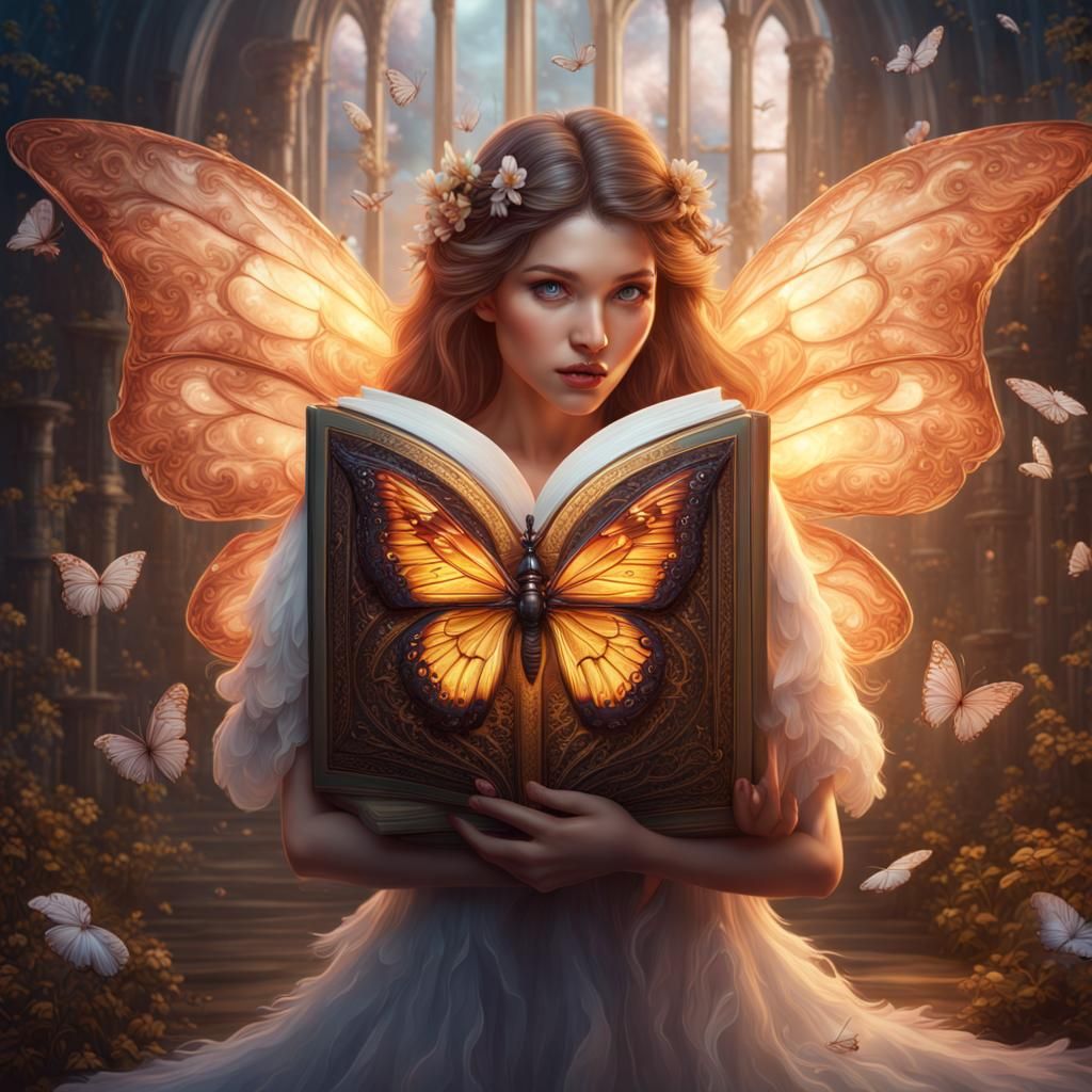 Angelic Butterfly Book Cover in Detailed Digital Art