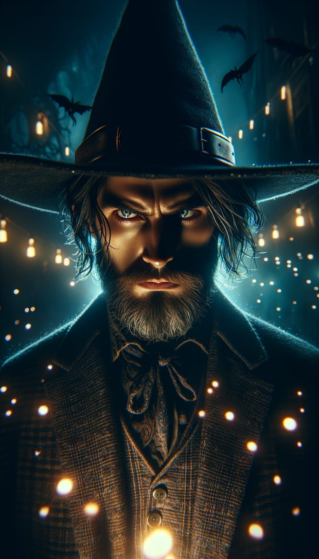 Menacing Wizard in Fairycore Nightscape