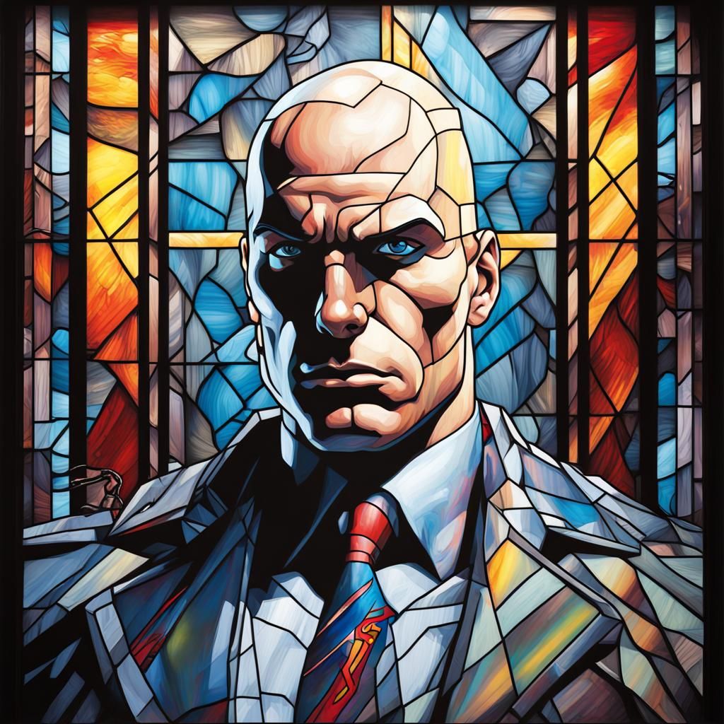 Superman Stained Glass Graffiti Art: High Contrast