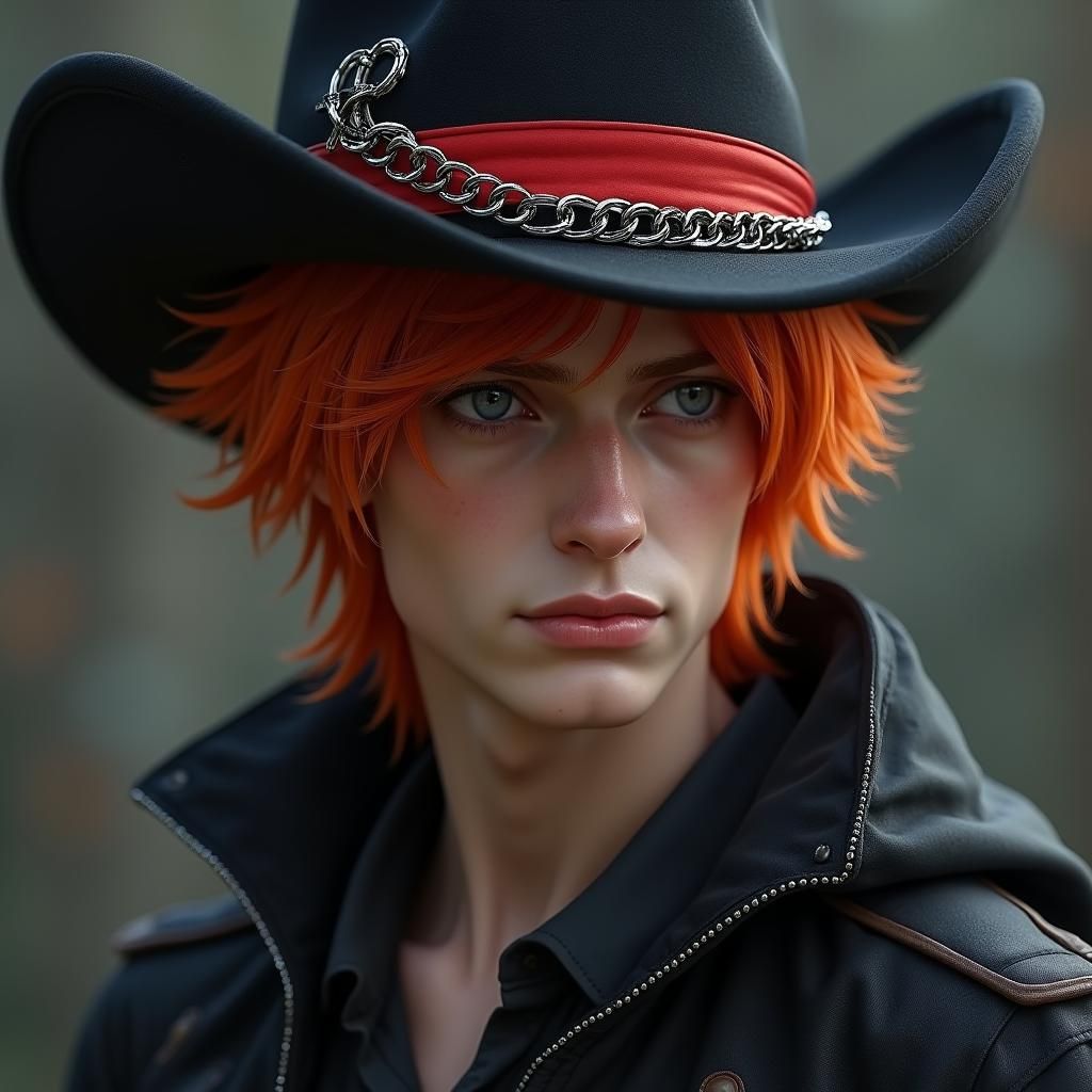 Orange Haired Man in Fantasy Landscape, Matte Painting