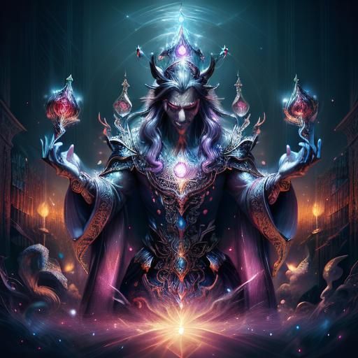 Distinguished Wizard in Mystical Library, Anime-Inspired Art