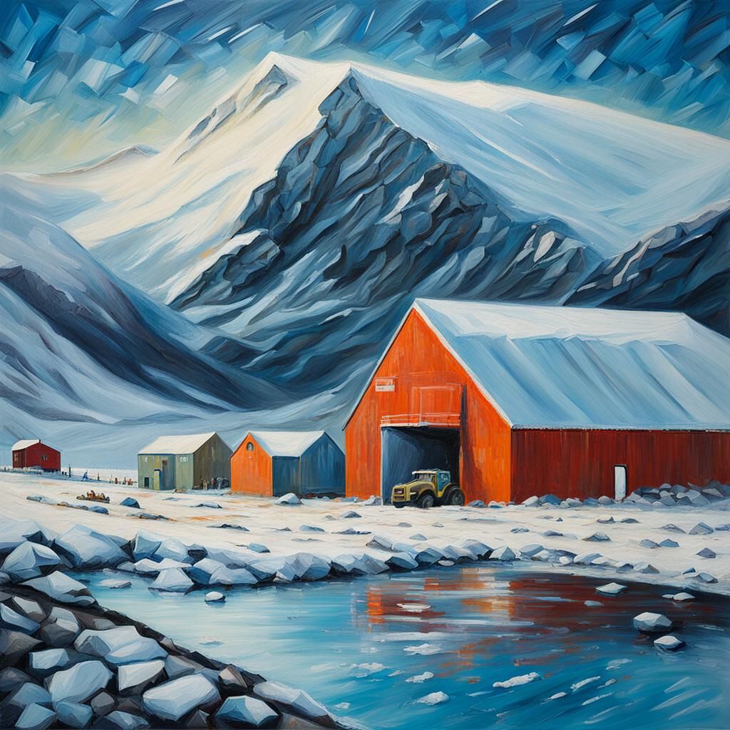 Svalbard Seed Vault in Radiant Impasto Painting