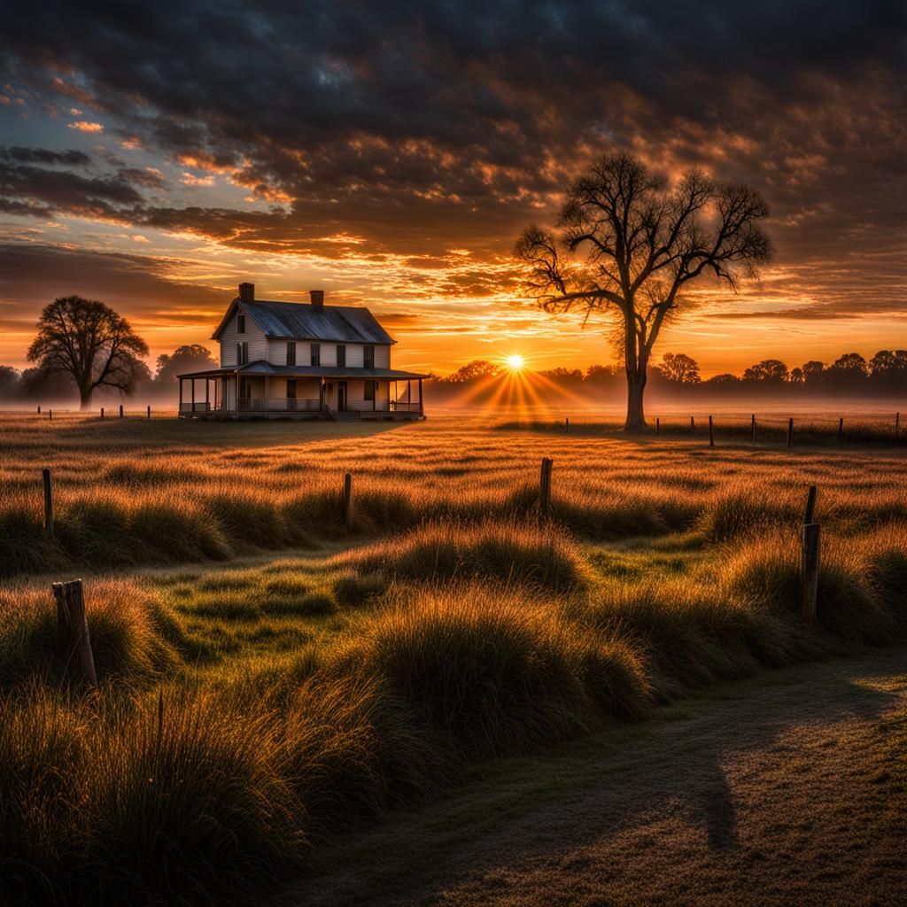 Abraham Lincoln's Vibrant Country Sunrise: Masterpiece