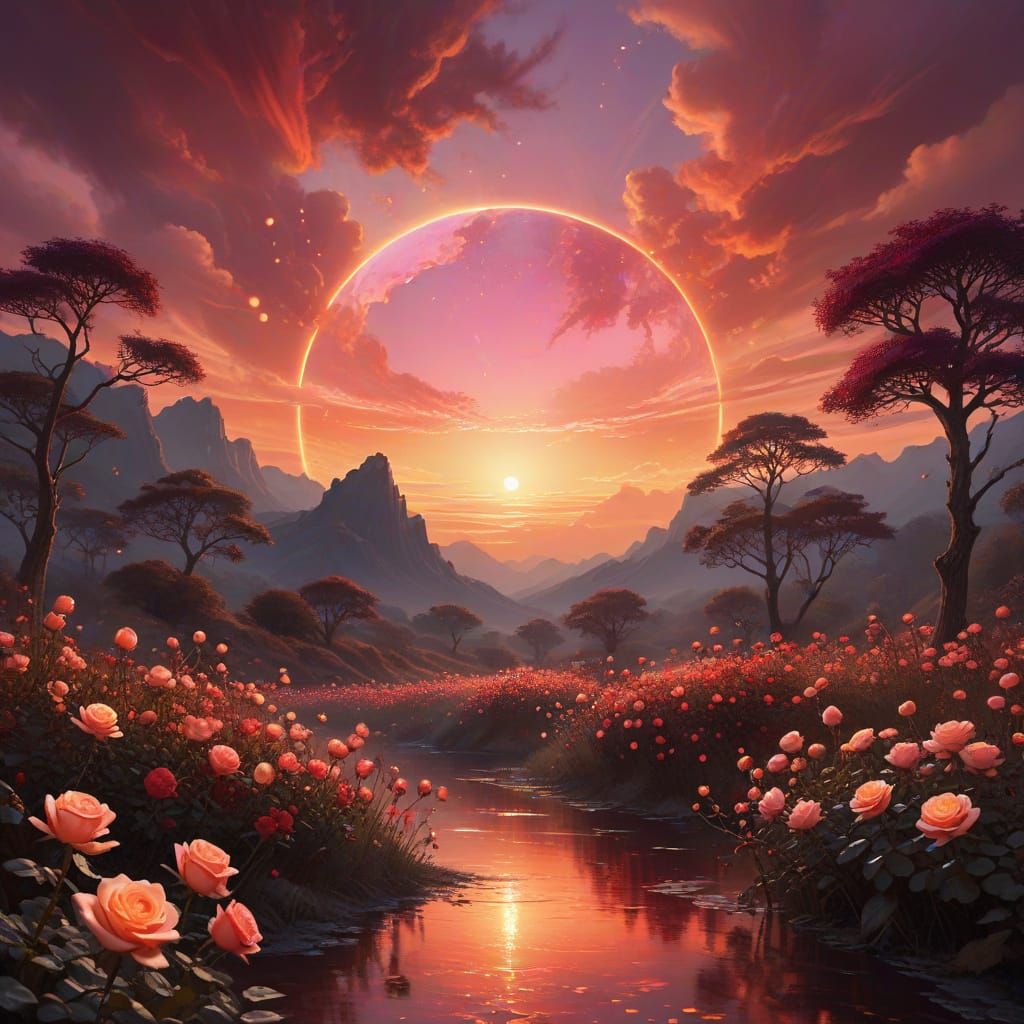 Mystical Twilight Sky with Luminous Orbs