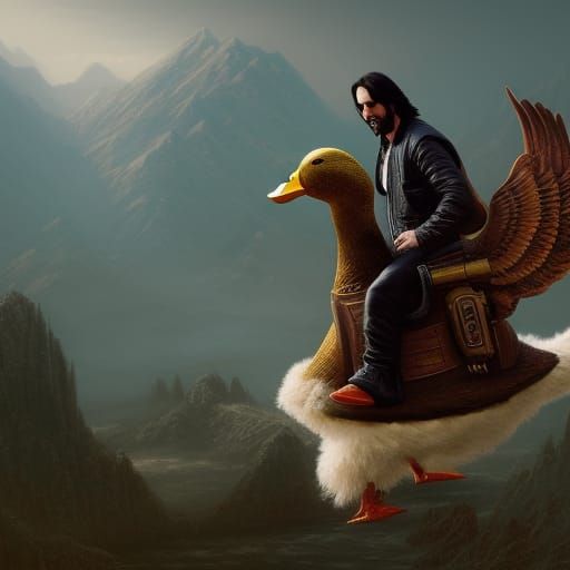 Keanu Reeves Riding a giant duck