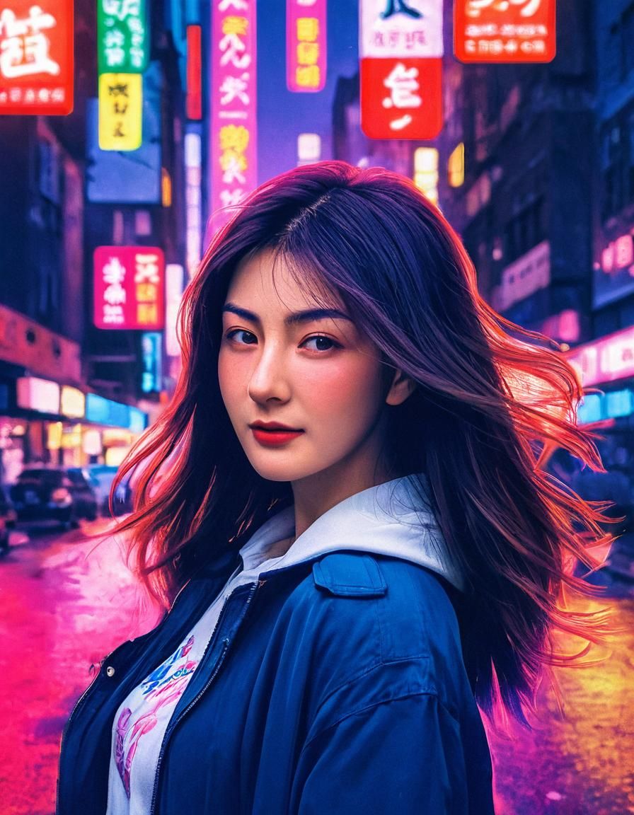 Anime Portrait of Popular Girl in Cityscape