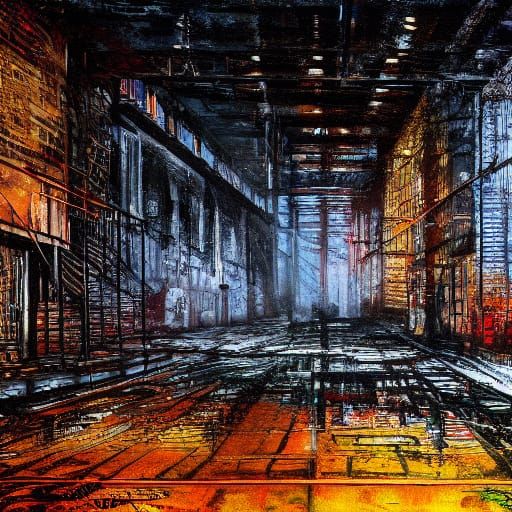 Neon-Lit Figure in Gritty Industrial Concept Art