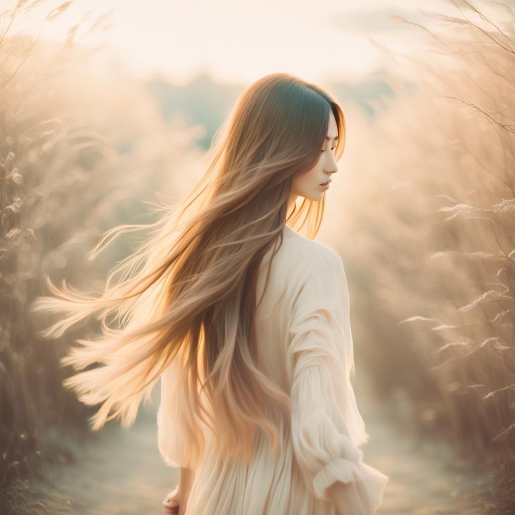 Dreamy Pastel Portrait of a Girl in Soft Focus