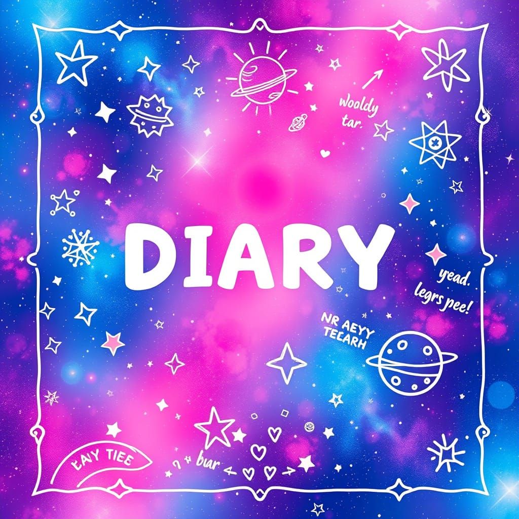Vibrant Cosmic Galaxy Diary Cover in Fantasy Concept Art Sty...