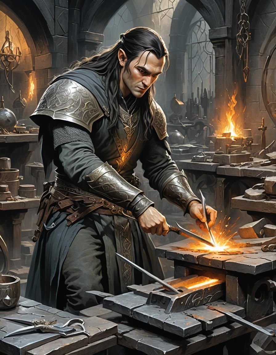 Elven Runesmith Forging a Ring