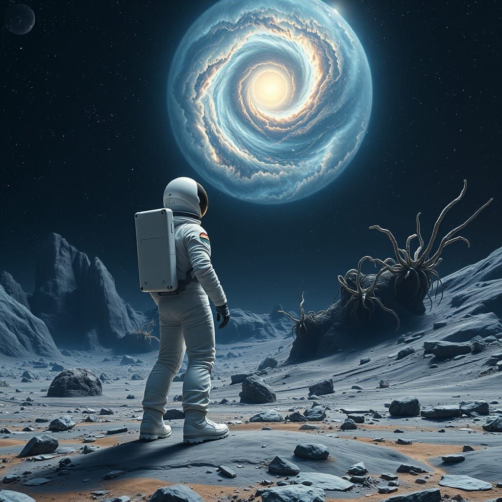 Astronaut Contemplates Cosmic Horror in a Haunting, Hyperrea...